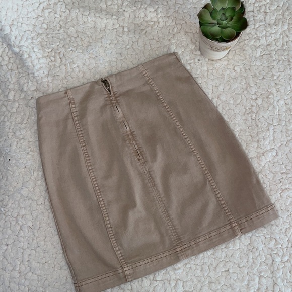 Free People Soft Denim Brown/Tan A-Line Mini Skirt - Picture 3 of 8